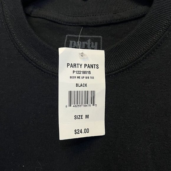 Men's Black T-Shirt Party Pants  Beer Me Up Logo Mens Teal  Size M New - Picture 5 of 12